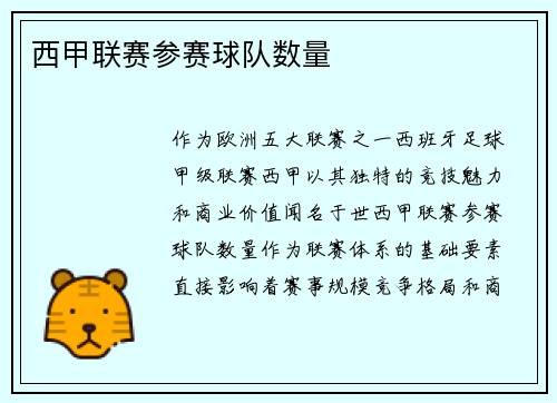 西甲联赛参赛球队数量