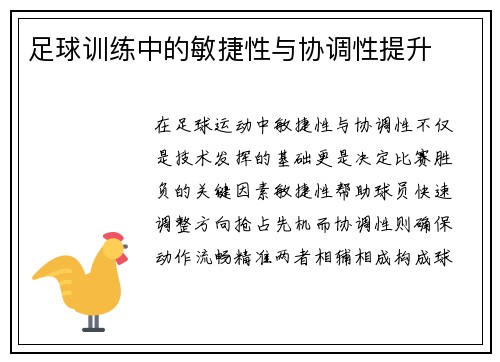 足球训练中的敏捷性与协调性提升